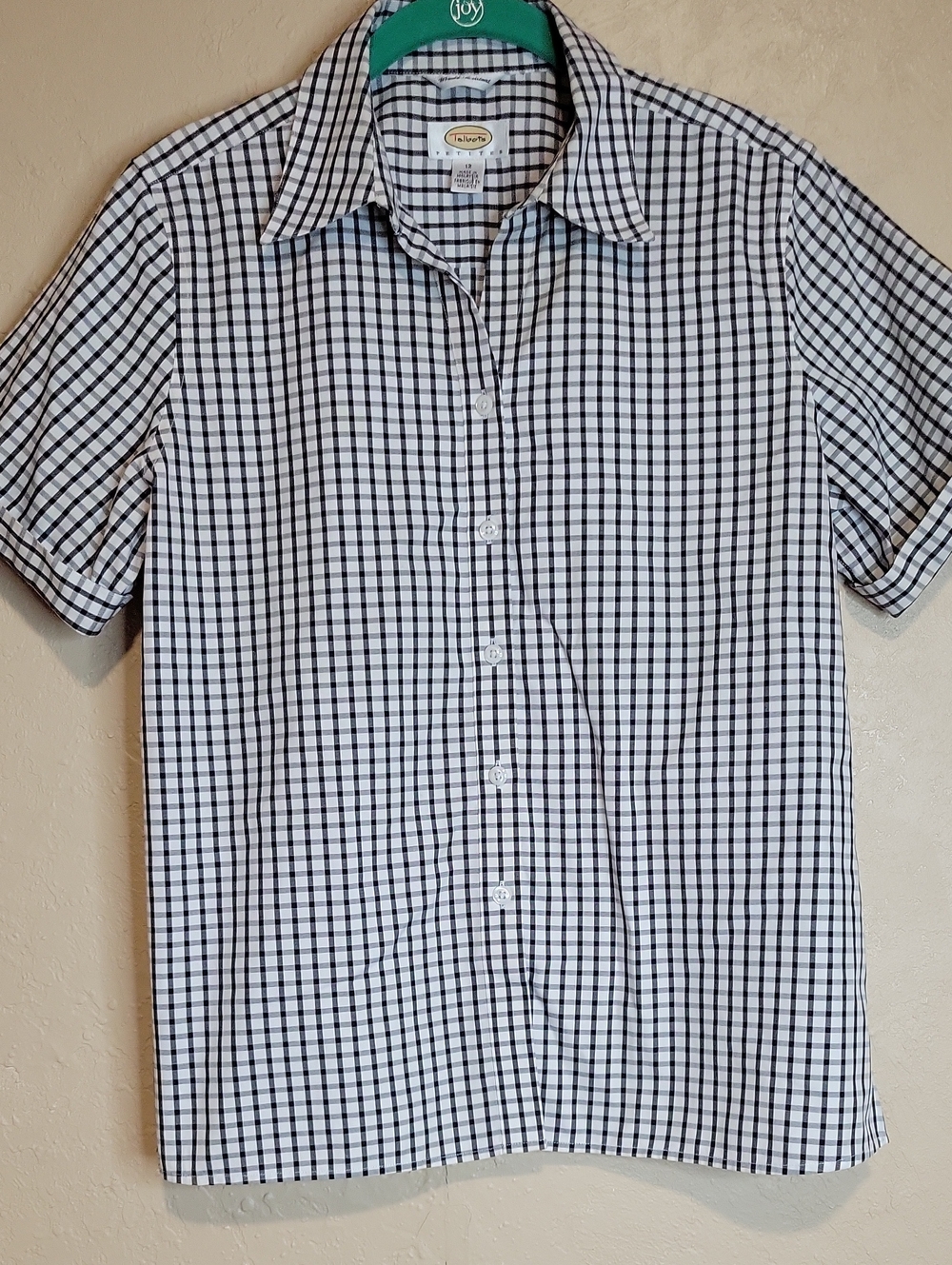 Talbots Black and White Gingham Short-Sleeve Button-Down Shirt